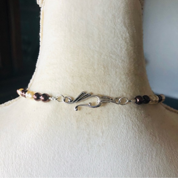 Handcrafted repurpose genuine ghost quartz pendant Czech glass Pearl necklace - Picture 8 of 16